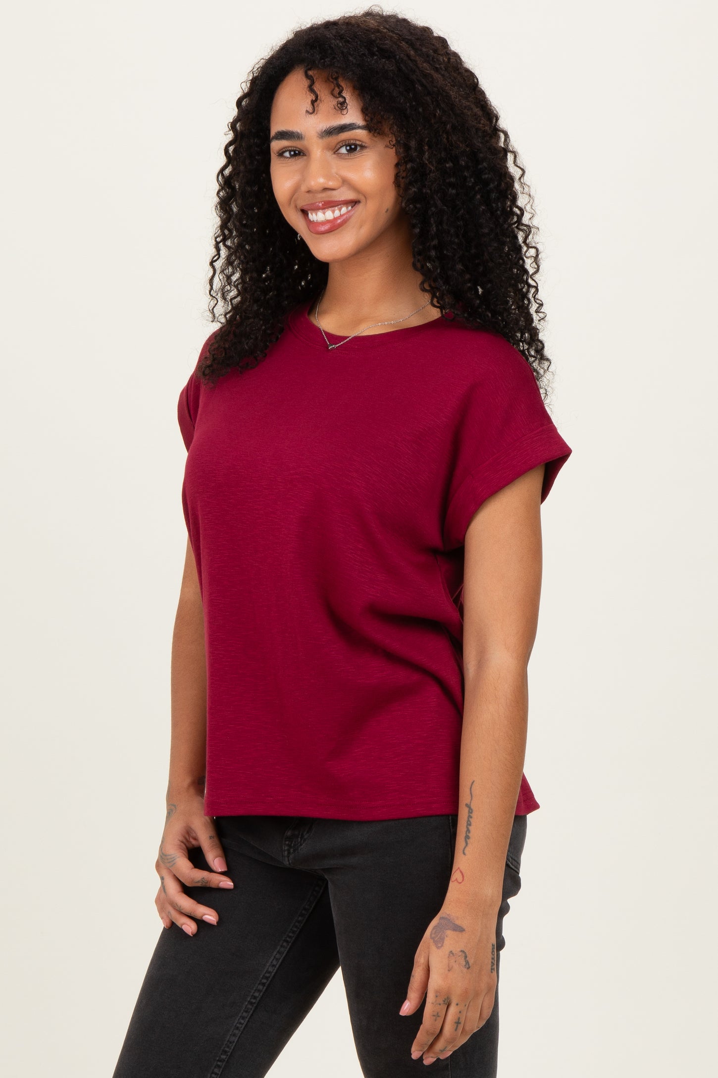 Cabernet Rolled Short Sleeve Tee