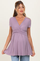 PinkBlush Dusty Plum Draped Front Maternity Nursing Top