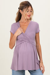 PinkBlush Dusty Plum Draped Front Maternity Nursing Top