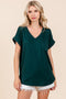 Forest Green V-Neck Pocket Short Sleeve Shirt