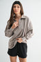 Taupe Sunfade Cotton Collared Long Sleeve Top