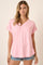 Light Pink V-Neck Pocket Short Sleeve Shirt