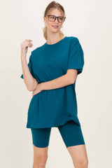 Teal Biker Shorts Set