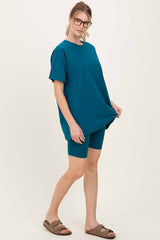 Teal Biker Shorts Set