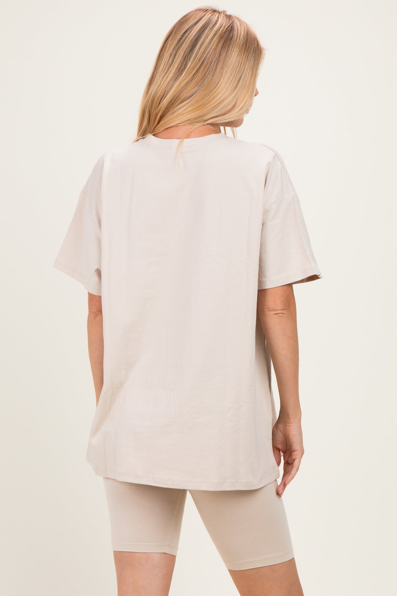 Sand Beige Biker Shorts Set