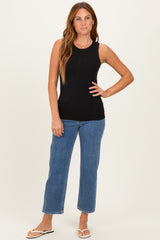 Black Ribbed High Neck Tank Top