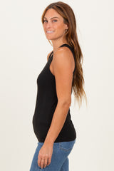 Black Ribbed High Neck Tank Top