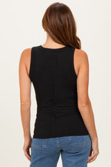 Black Ribbed High Neck Tank Top