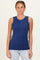 Navy Ribbed High Neck Tank Top