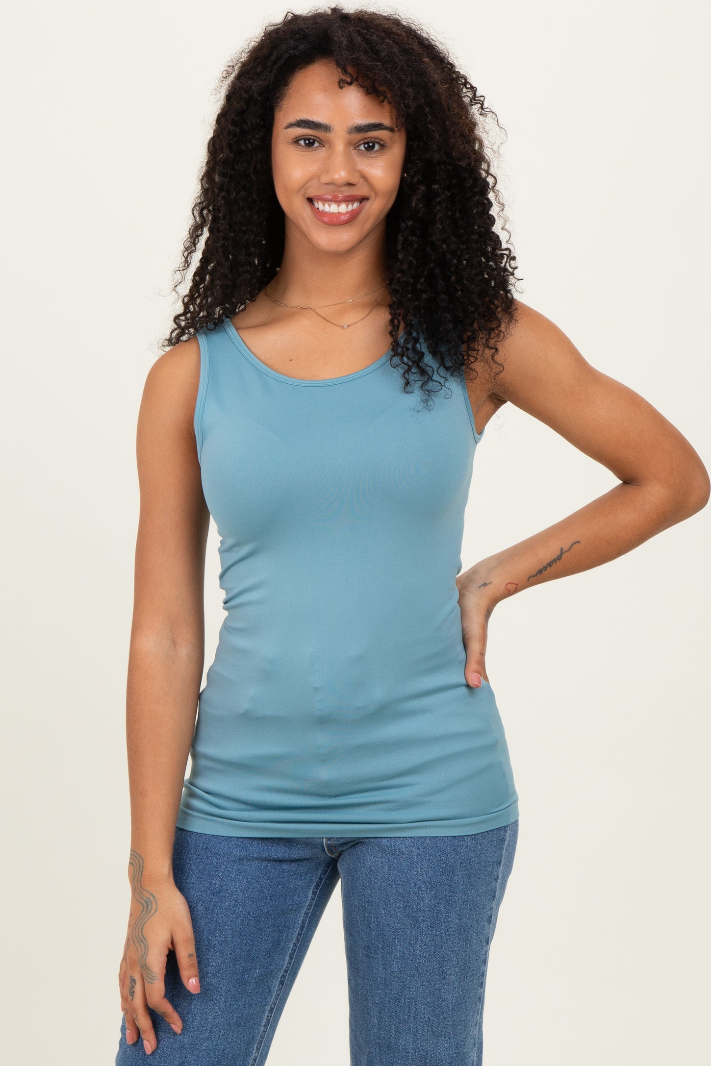 Blue Grey nBasic Seamless Tank