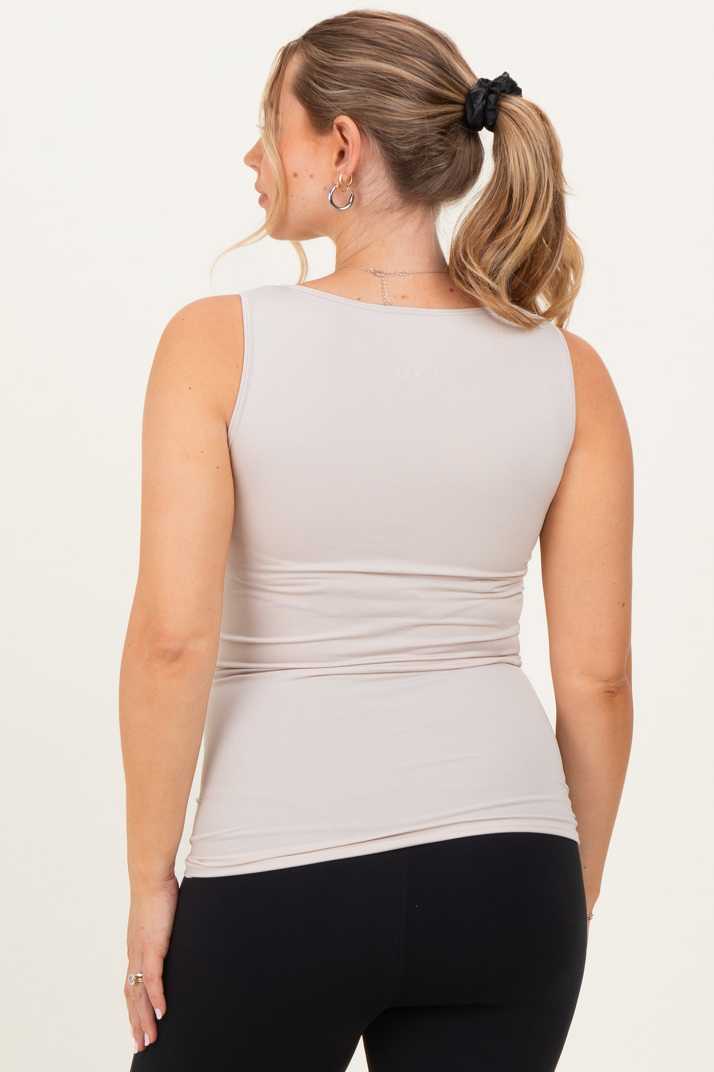 Cream Basic Seamless Maternity Tank