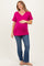 Magenta Oversized V-Neck Short Sleeve Maternity Tee