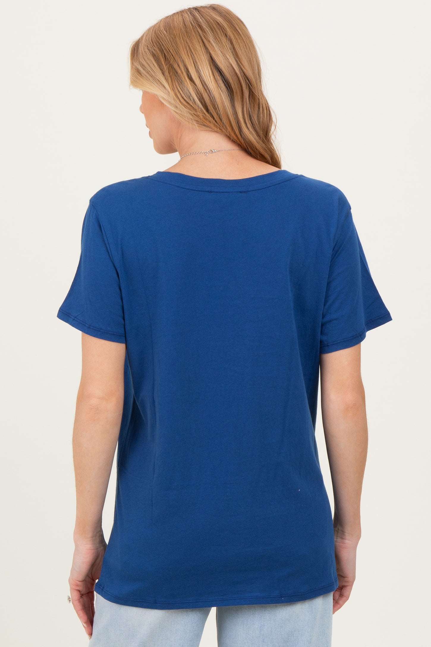 Navy Oversized V-Neck Short Sleeve Maternity Tee