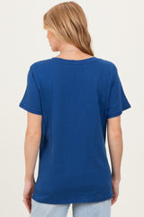 Navy Oversized V-Neck Short Sleeve Maternity Tee