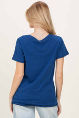 Navy Oversized V-Neck Short Sleeve Tee