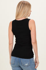 Black Ribbed Scoop Neck Tank