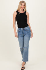 Black Ribbed Scoop Neck Tank