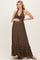 Brown Halter Neck Smocked Maternity Maxi Dress