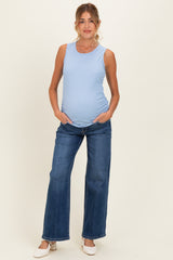 Navy Dark Wash Straight Leg Maternity jeans