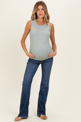 Navy Frayed Hem Maternity Bootcut Jeans