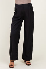 Black Smocked Waist Maternity Trousers