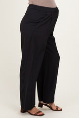 Black Smocked Waist Maternity Trousers