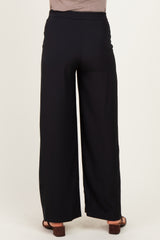 Black Smocked Waist Maternity Trousers
