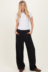 Black Smocked Waist Maternity Trousers
