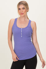 Violet Button Front Tank Top