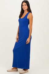 Royal Sleeveless Ribbed Maxi Dress