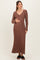 Brown Ribbed Maternity Knit Maxi Dress