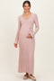 Mauve Ribbed Maternity Knit Maxi Dress