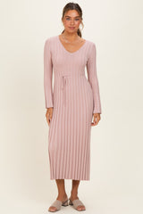 Mauve Ribbed Knit Maxi Dress