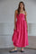 Hot Pink Striped Strapless Maxi Dress