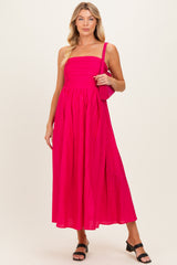 Hot Pink Striped Strapless Maternity Maxi Dress