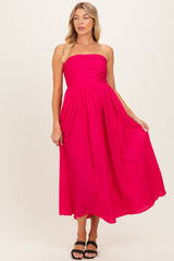 Hot Pink Striped Strapless Maternity Maxi Dress