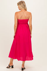 Hot Pink Striped Strapless Maternity Maxi Dress