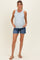 Navy Dark Wash Side Slit Maternity Jean Shorts
