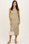Light Olive Ribbed Tank Midi Dress
