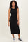 Black Ribbed Tank Midi Dress