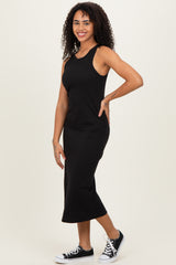 Black Ribbed Tank Midi Dress