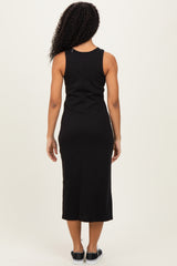 Black Ribbed Tank Midi Dress