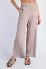 Beige Ankle Wide Leg Pants