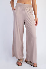 Beige Ankle Wide Leg Pants