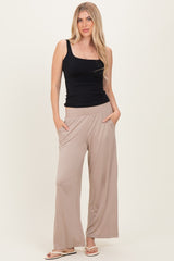 Beige Ankle Wide Leg Pants