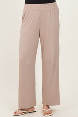 Beige Ankle Wide Leg Pants
