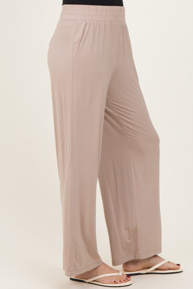 Beige Ankle Wide Leg Pants