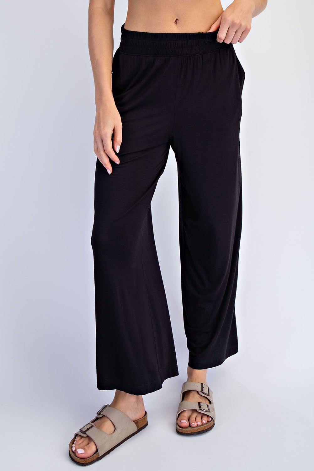 Black Ankle Wide Leg Pants
