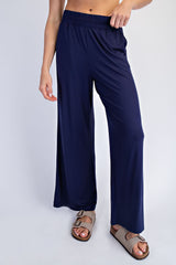 Navy Ankle Wide Leg Pants