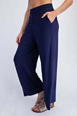 Navy Ankle Wide Leg Pants